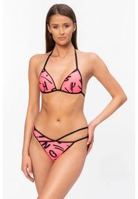 MOSCHINO Różowa góra od bikini w litery, Rozmiar S. Kolor: różowy. Wzór: aplikacja #3