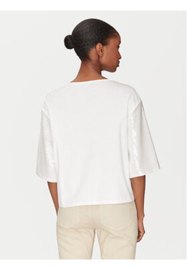 Marella T-Shirt Gardone 2513971024 Écru Boxy Fit. Materiał: bawełna