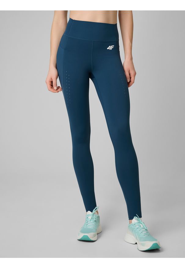 4f - 4F Legginsy treningowe szybkoschnące damskie - turkusowe M. Stan: podwyższony. Kolor: turkusowy. Sport: fitness