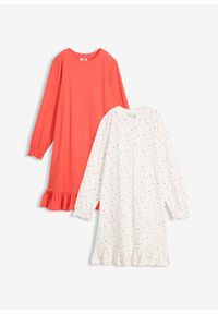 bonprix - Koszula nocna z miękkiej bawełny (2 szt.). Kolor: biały. Materiał: bawełna #1