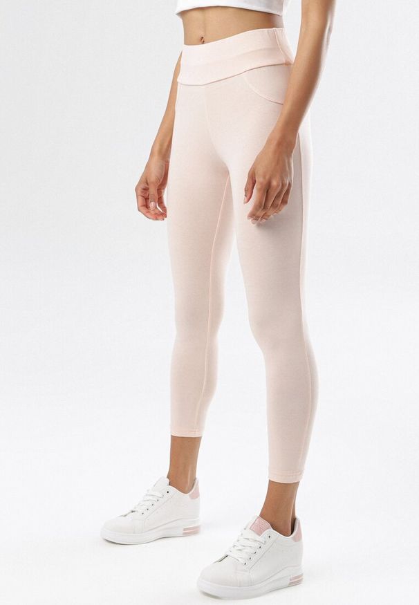 Born2be - Jasnoróżowe Legginsy Lailure. Okazja: do domu. Kolor: różowy. Materiał: dzianina, materiał. Wzór: jednolity. Styl: sportowy