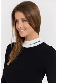Karl Lagerfeld - KARL LAGERFELD Czarny damski golf Logo Turtle Neck, Rozmiar L. Okazja: na co dzień. Typ kołnierza: golf. Kolor: czarny. Materiał: wiskoza, poliester, materiał. Styl: wizytowy, casual, elegancki