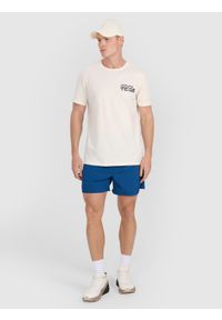 4f - 4F T-shirt regular z nadrukiem męski - biały L. Okazja: na co dzień. Kolor: biały. Materiał: bawełna, jersey, dzianina. Wzór: nadruk. Styl: sportowy, casual, klasyczny