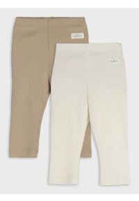 Sinsay - Prążkowane legginsy 2 pack - kremowy. Kolor: kremowy. Materiał: prążkowany #1