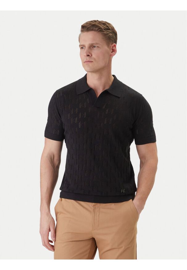 Karl Lagerfeld - KARL LAGERFELD Polo 655005 562301 Czarny Slim Fit. Typ kołnierza: polo. Kolor: czarny. Materiał: bawełna