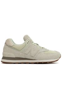 Buty New Balance WL574BLE - zielone. Kolor: zielony. Materiał: zamsz, skóra, tworzywo sztuczne, guma. Szerokość cholewki: normalna. Model: New Balance 574