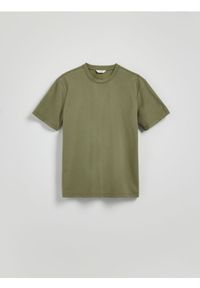 Reserved - Strukturalny t-shirt comfort fit - ciemnozielony. Kolor: zielony. Materiał: dzianina