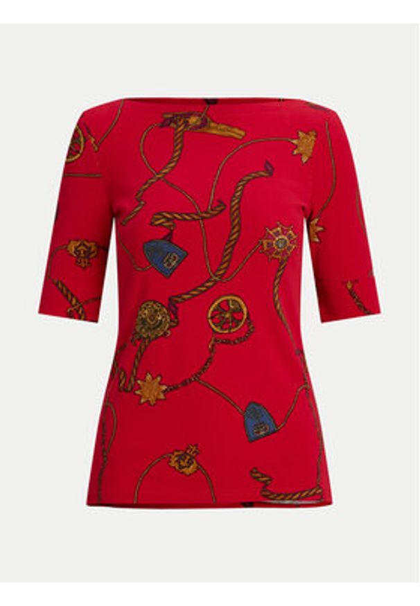 Lauren Ralph Lauren - LAUREN RALPH LAUREN Bluzka 200957614002 Czerwony Slim Fit. Kolor: czerwony. Materiał: bawełna