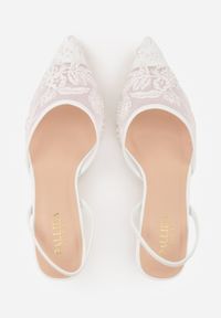 Renee - Białe Siateczkowe Czółenka na Szpilce z Haftami i Perełkami Branira. Okazja: na imprezę. Zapięcie: pasek. Kolor: biały. Wzór: haft. Obcas: na szpilce. Styl: elegancki #8