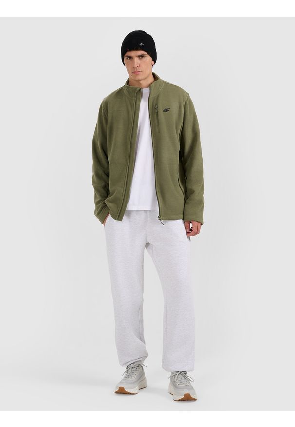 4f - 4F Polar regular ze stójką męski - khaki M. Typ kołnierza: kołnierzyk stójkowy. Kolor: oliwkowy, wielokolorowy, brązowy. Materiał: polar
