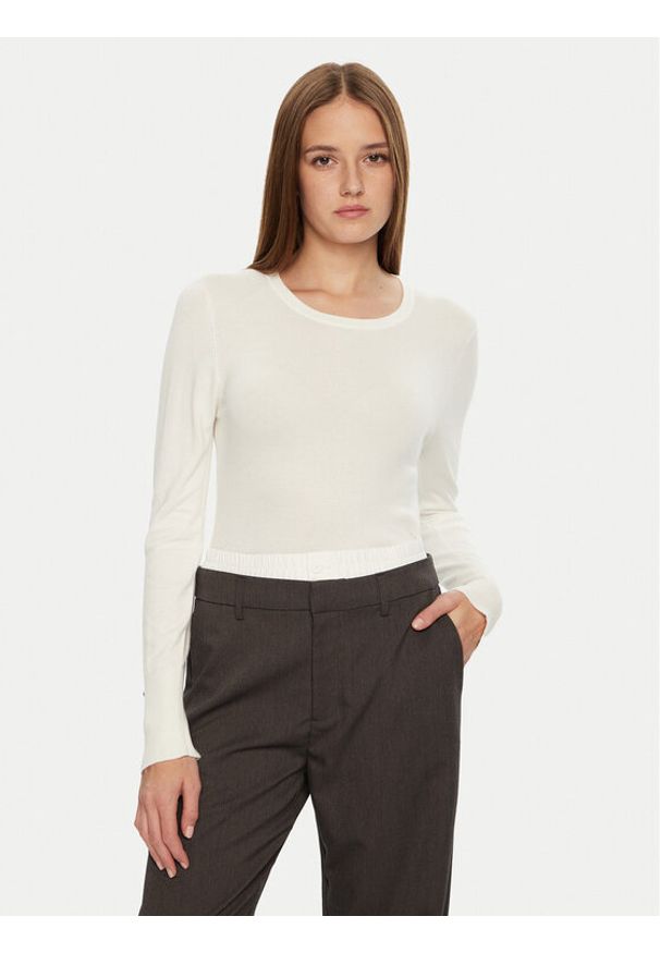 Brave Soul Sweter LK-248HOLLYIVR Écru Regular Fit. Kolor: kremowy. Materiał: syntetyk