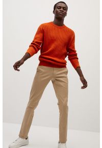 Mango Man - Sweter ROSE. Okazja: na co dzień. Kolor: pomarańczowy. Materiał: bawełna, materiał, dzianina, ze splotem. Długość rękawa: długi rękaw. Długość: długie. Wzór: gładki. Styl: casual #6