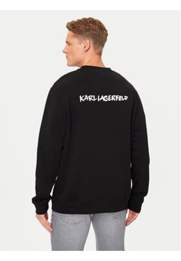 Karl Lagerfeld - KARL LAGERFELD Bluza 705445 544908 Czarny Regular Fit. Typ kołnierza: dekolt w karo. Kolor: czarny. Materiał: bawełna, syntetyk