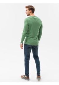 Ombre Clothing - Sweter męski E177 - zielony - XXL. Kolor: zielony. Materiał: nylon, wiskoza. Styl: klasyczny #4