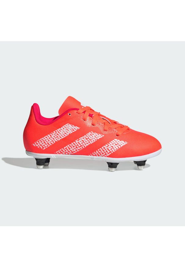 Adidas - Rugby Junior SG Boots. Kolor: czerwony, pomarańczowy, biały, wielokolorowy. Materiał: materiał. Sport: turystyka piesza