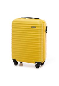 Wittchen - Walizka kabinowa z ABS-u z żebrowaniem żółta. Kolor: żółty. Materiał: poliester. Wzór: jednolity #2