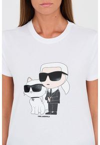 Karl Lagerfeld - KARL LAGERFELD Biały damski t-shirt Ikonik 2.0, Rozmiar S. Kolor: biały. Materiał: bawełna #3