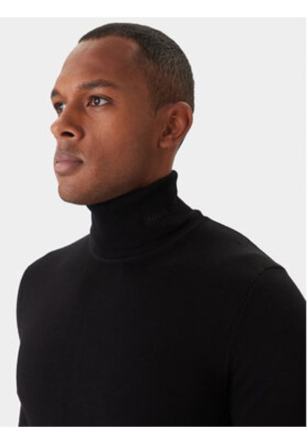 Hugo - HUGO Golf San Thomas-M 50474174 Czarny Slim Fit. Typ kołnierza: golf. Kolor: czarny. Materiał: wełna