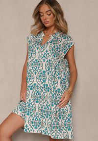 Renee - Zielona Rozkloszowana Sukienka z Bawełny z Falbanką Livalia. Okazja: na co dzień. Kolor: zielony. Materiał: bawełna. Sezon: wiosna. Styl: elegancki, casual