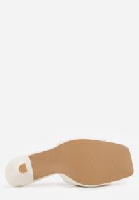 Born2be - Białe Klapki na Szpilce z Kwadratowym Noskiem Mellota. Okazja: na co dzień, na ślub cywilny, na wesele. Kolor: biały. Obcas: na szpilce. Styl: casual, elegancki #6