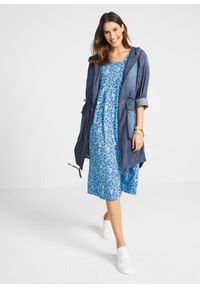 bonprix - Sukienka bawełniana z dżerseju, midi. Kolor: niebieski. Materiał: bawełna, jersey. Długość: midi