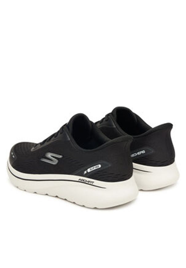 skechers - Skechers Sneakersy Go Walk Arch Fit N-Joy 217075 BKW Czarny. Kolor: czarny. Materiał: materiał