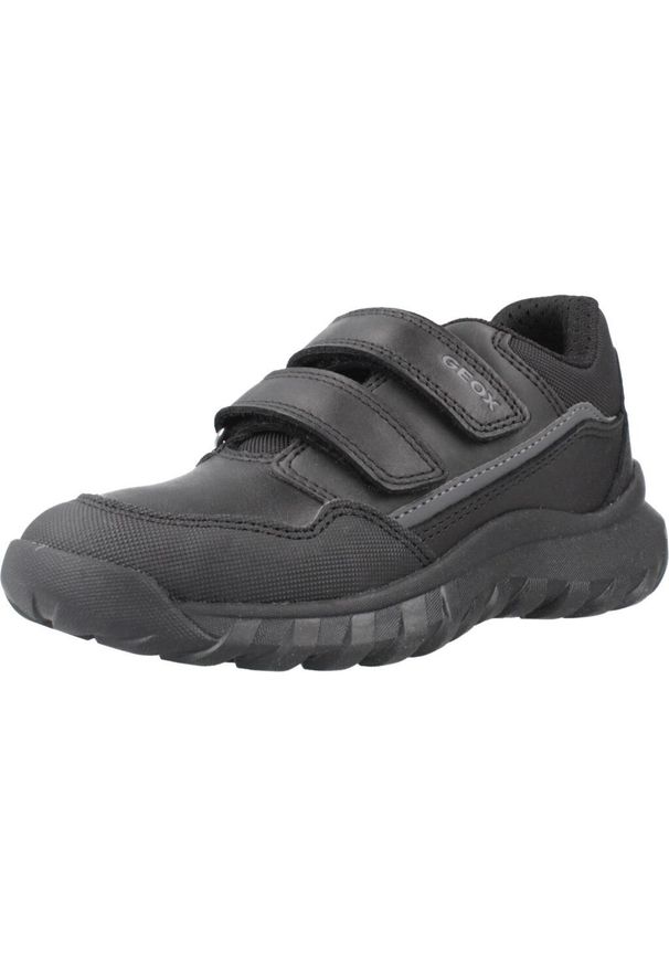 Geox - Buty GEOX J SIMBYOS BOY Czarny. Kolor: czarny. Materiał: tkanina, skóra. Sport: turystyka piesza