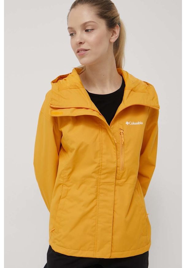columbia - Columbia kurtka outdoorowa Hikebound kolor pomarańczowy przejściowa. Kolor: pomarańczowy. Materiał: materiał