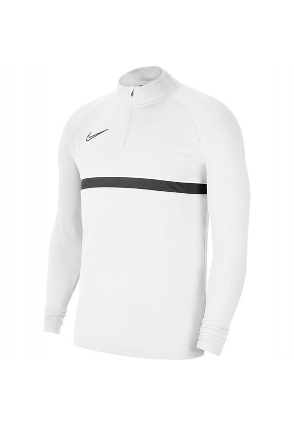 Bluza piłkarska męska Nike Academy Dri-Fit bez kaptura ze stójką na zamek. Typ kołnierza: bez kaptura, kołnierzyk stójkowy. Kolor: biały. Technologia: Dri-Fit (Nike). Sport: piłka nożna