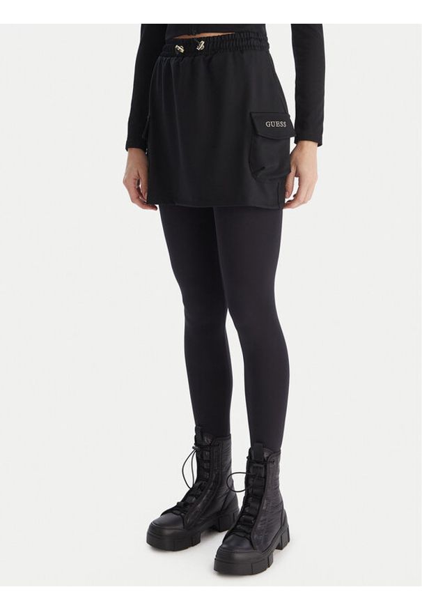 Guess Spódnica mini V5YD04 KCX42 Czarny Regular Fit. Kolor: czarny. Materiał: syntetyk