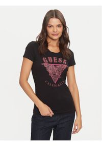 Guess T-Shirt W4BI19 J1314 Czarny Slim Fit. Kolor: czarny. Materiał: bawełna