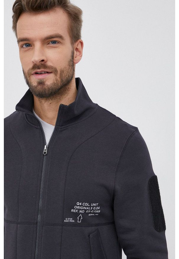 G-Star RAW - G-Star Raw Bluza bawełniana męska kolor granatowy z nadrukiem. Okazja: na co dzień. Kolor: niebieski. Materiał: bawełna. Wzór: nadruk. Styl: casual