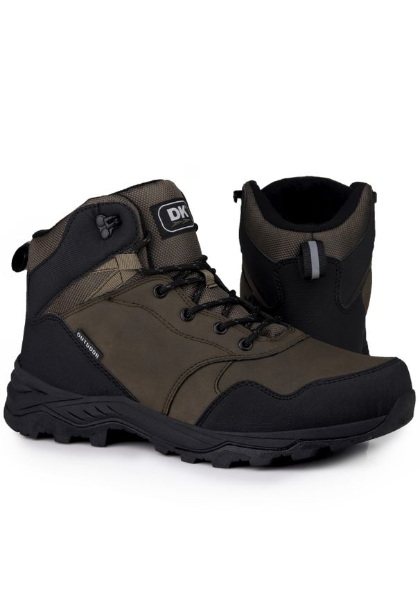 Buty męskie zimowe trekking wysokie DK DIABLO SOFTSHELL. Kolor: wielokolorowy, czarny, zielony. Materiał: softshell. Sezon: zima. Sport: turystyka piesza