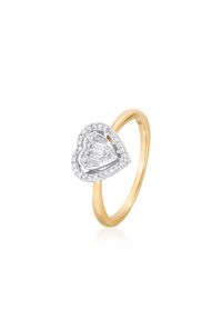W.KRUK - Pierścionek złoty bicolor z brylantem i diamentami serce. Materiał: złote. Kolor: złoty. Wzór: aplikacja. Kamień szlachetny: diament, brylant #1