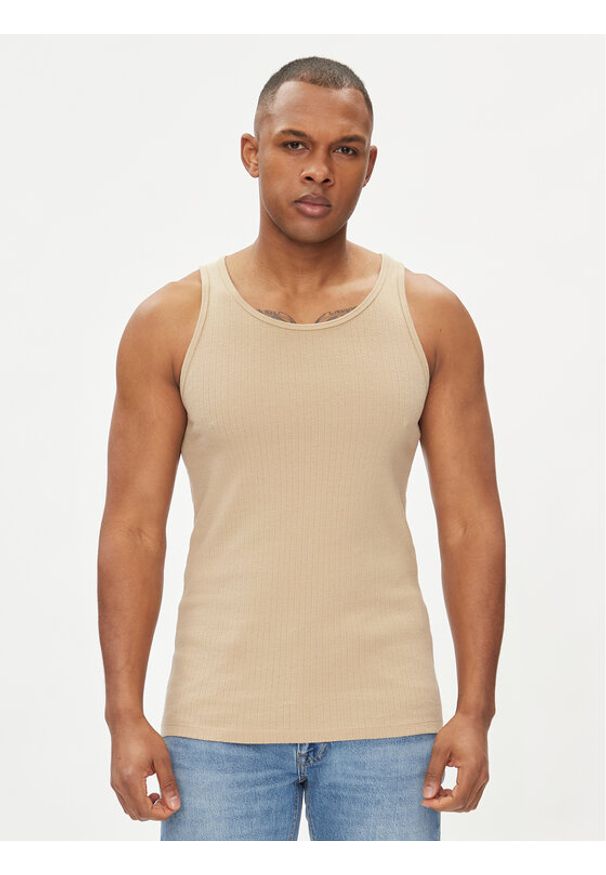 Jack & Jones - Jack&Jones Tank top Havana 12251771 Beżowy Regular Fit. Kolor: beżowy. Materiał: bawełna