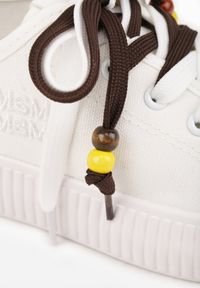 Born2be - Białe Trampki Pod Kostkę na Grubej Podeszwie z Podwójnym Sznurowaniem Callixera. Nosek buta: okrągły. Zapięcie: sznurówki. Kolor: biały. Materiał: materiał. Obcas: na obcasie. Styl: klasyczny. Wysokość obcasa: niski #6