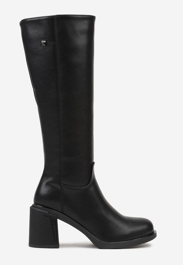 Renee - Czarne Kozaki VICES na Słupku ze Skóry Naturalnej Fezenna. Kolor: czarny. Materiał: skóra. Obcas: na słupku. Styl: elegancki. Wysokość obcasa: średni