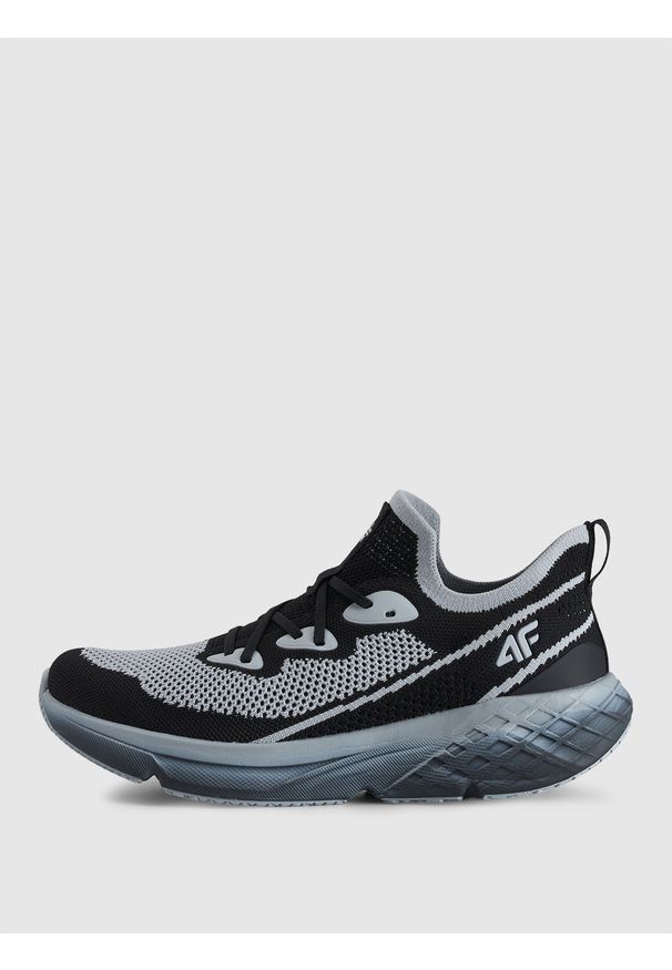 4f - 4F Niskie sneakersy Velocity E-knit męskie - szare 44. Kolor: szary. Materiał: guma, materiał, poliester, dzianina. Szerokość cholewki: normalna