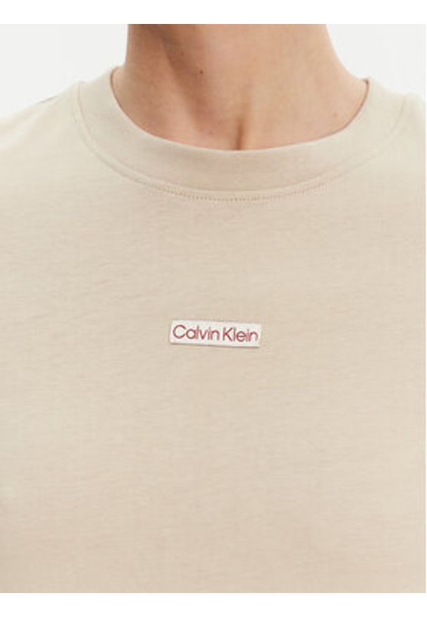 Calvin Klein Jeans T-Shirt Placed Institutional J20J225524 Beżowy Slim Fit. Kolor: beżowy. Materiał: bawełna