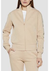 Guess - GUESS Beżowa bluza damska z lampasami Britney. Kolor: beżowy
