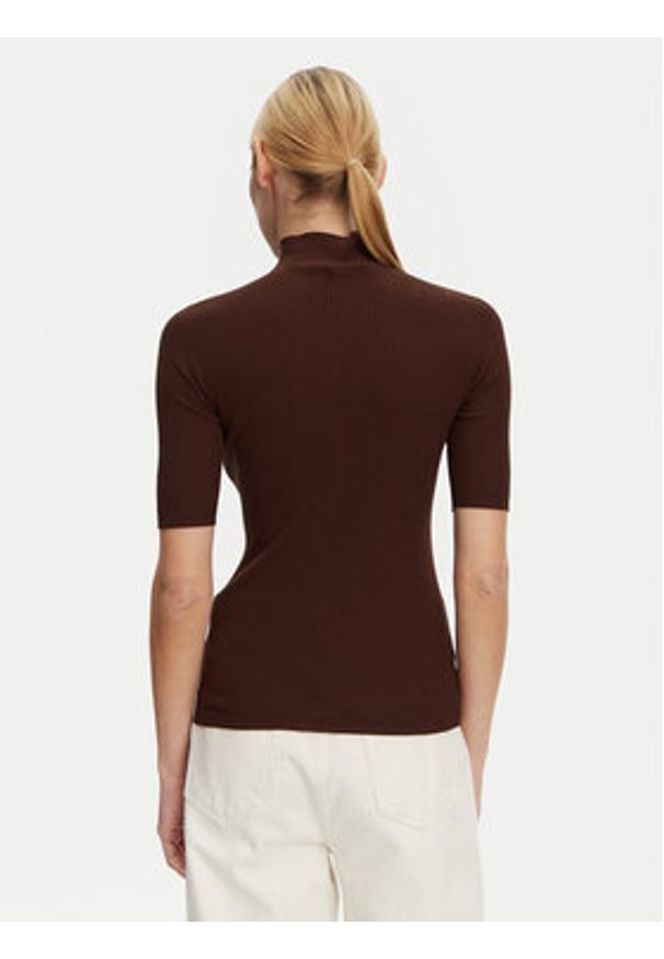 Kontatto Sweter 3M0530C Brązowy Regular Fit. Kolor: brązowy. Materiał: wiskoza