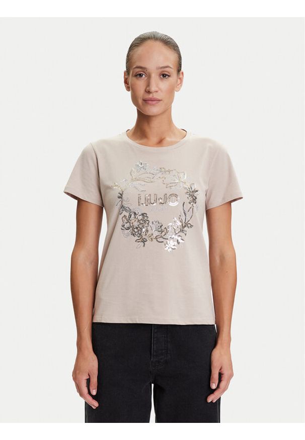 Liu Jo Sport T-Shirt TF5162 JS923 Beżowy Regular Fit. Kolor: beżowy. Materiał: bawełna. Styl: sportowy