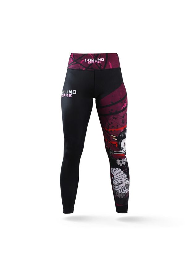 GROUND GAME - Legginsy sportowe damskie Ground Game Tsuru Warrior. Kolor: czarny, wielokolorowy. Materiał: poliester, elastan