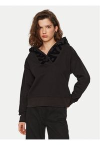 Karl Lagerfeld - KARL LAGERFELD Bluza A1W20064 Czarny Relaxed Fit. Typ kołnierza: dekolt w karo. Kolor: czarny. Materiał: bawełna #1