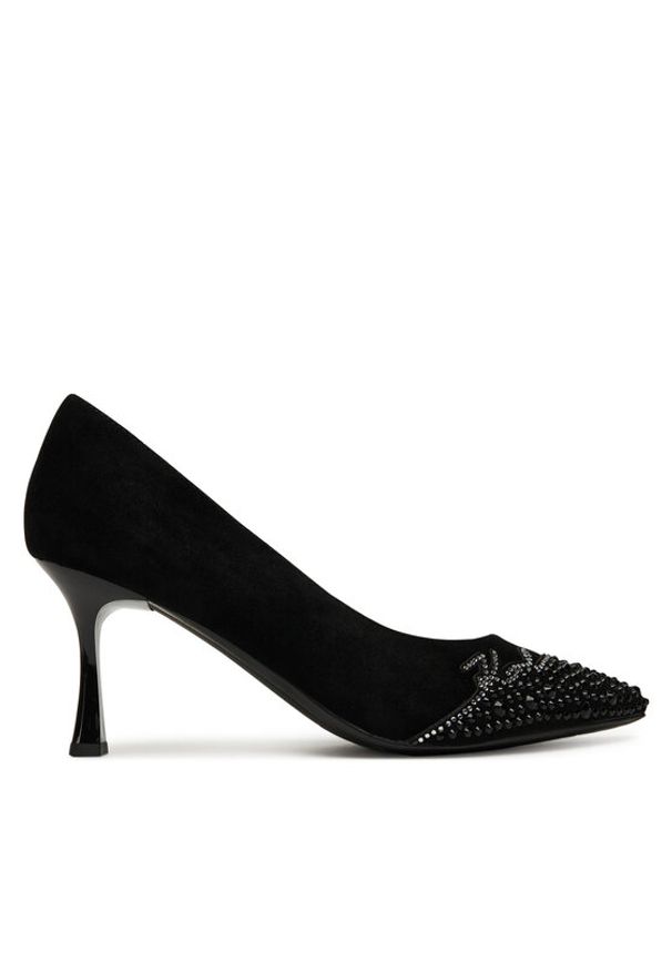 Karl Lagerfeld - KARL LAGERFELD Czółenka Sienna Signature Pump KL32712 Czarny. Kolor: czarny. Materiał: zamsz, skóra