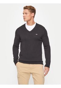 Tommy Jeans Sweter Essential DM0DM19429 Czarny Slim Fit. Kolor: czarny. Materiał: bawełna