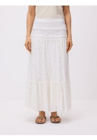 Reserved - Koronkowa spódnica maxi - biały. Kolor: biały. Materiał: koronka