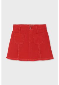 Mayoral - Spódnica dziecięca. Kolor: czerwony. Materiał: tkanina. Wzór: gładki #3