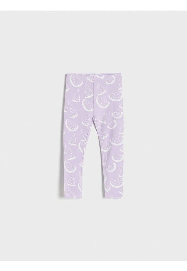Reserved - Wzorzyste legginsy - lawendowy. Kolor: fioletowy. Materiał: dzianina, bawełna