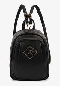 Born2be - Czarny Plecak o Trapezowym Kształcie z Elegancką Aplikacją Nanariel. Kolor: czarny. Wzór: aplikacja. Styl: elegancki